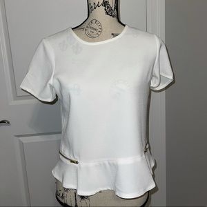 Tiffosi Peplum Textured Top with Open Back